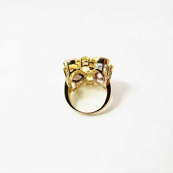 Vintage 14 Karat Yellow Gold and Gemstone Ring Size 8.25 GAI Certified #12081 - Picture 5 of 9